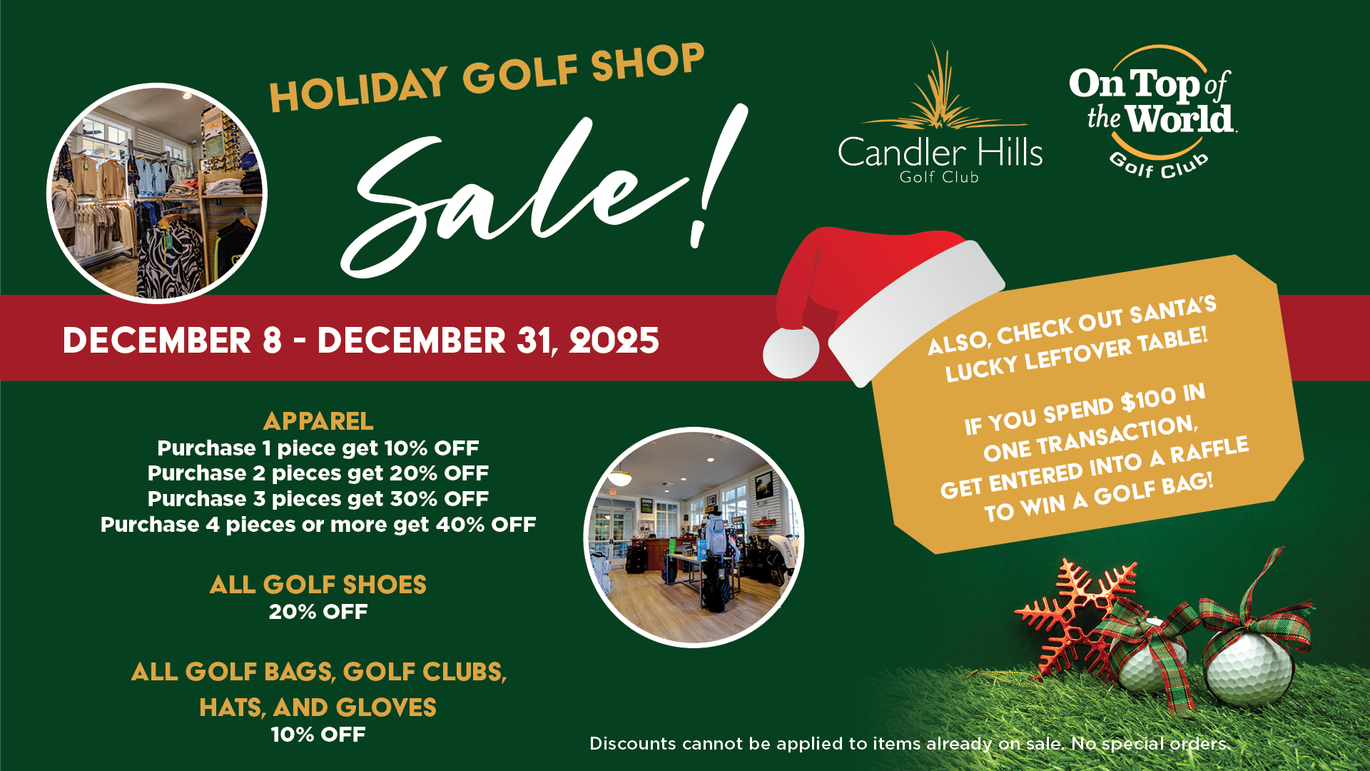 Holiday Golf Shop Sale